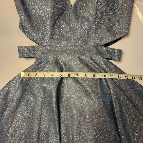 Rated PG by Prom Girl Sparkly Fit & Flare Mini Dress in Dusty Blue Sz 8 NWT - Picture 9 of 10